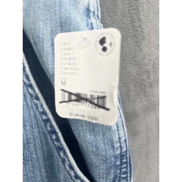 Free People Noah Foldover Jeans Size Medium Exposed Button Slouchy Stripe - Picture 8 of 10